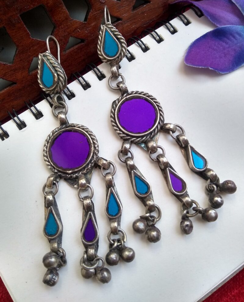 RED- BLUE AFGHANI GLASS EARRINGS