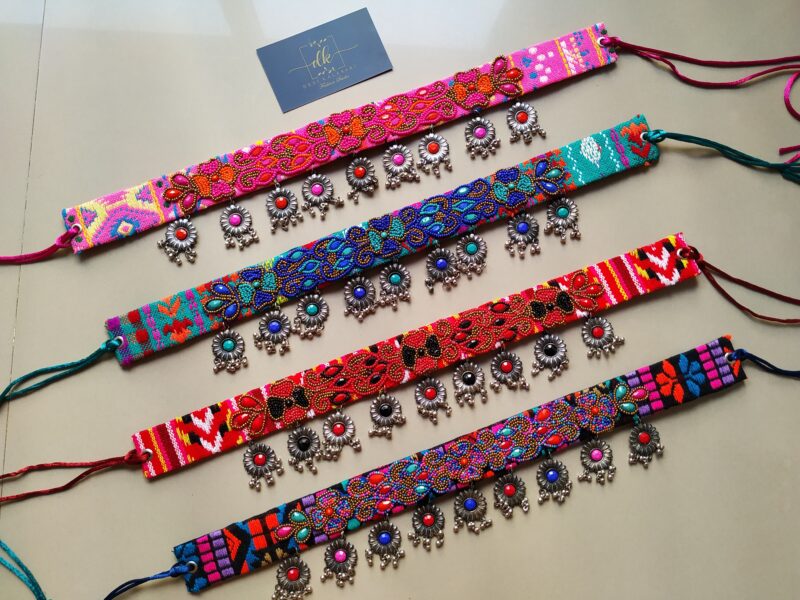 Handmade Pearl Beaded Stone Work Waist Belt PINK - Image 2
