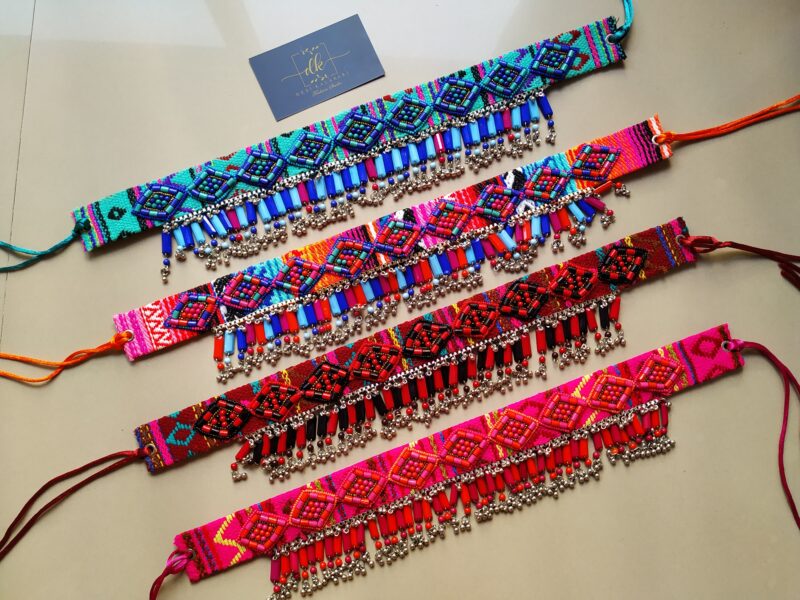 Handmade Pearl Beaded Stone Work Waist Belt MULTI - Image 2