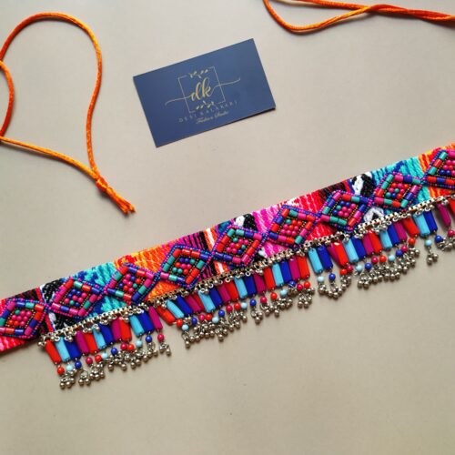 Handmade Pearl Beaded Stone Work Waist Belt MULTI