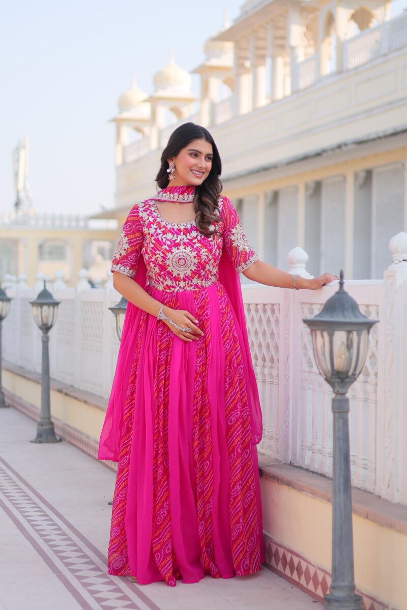 Bandhej Gown & Duptta - Image 5