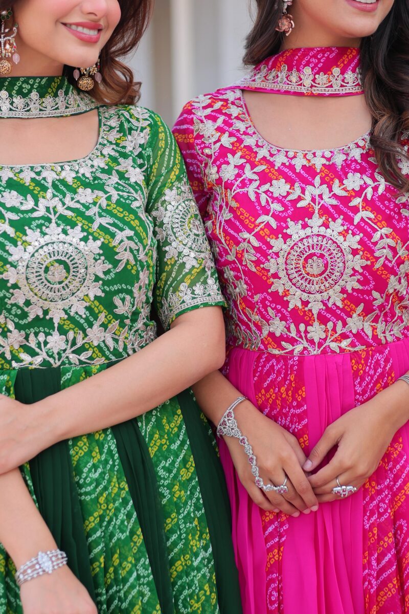 Bandhej Gown & Duptta - Image 2