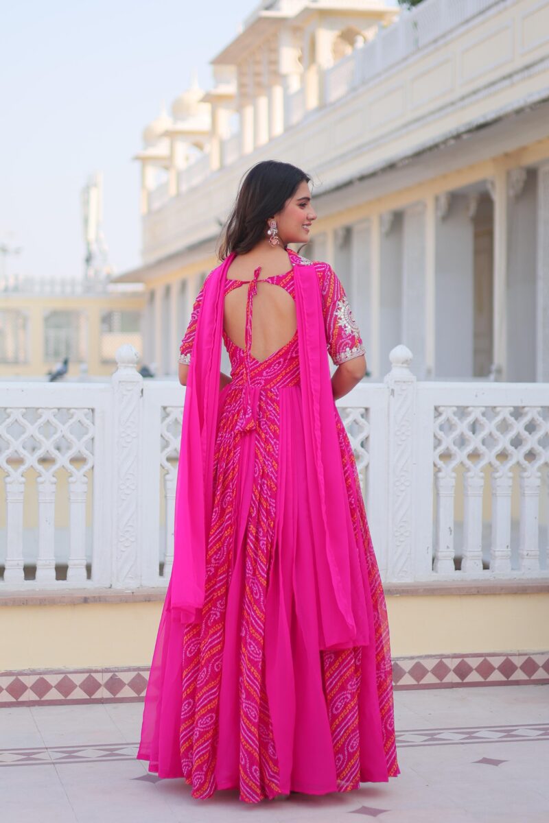 Bandhej Gown & Duptta - Image 3
