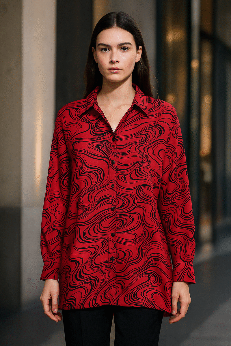 Abstract Curve RED Shirt