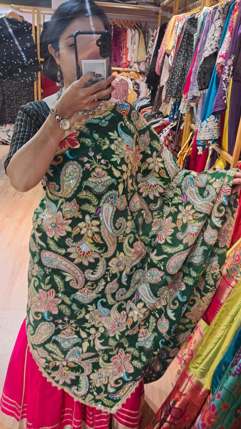 DESIGNER GREEN DUPATTA 6 - Image 5