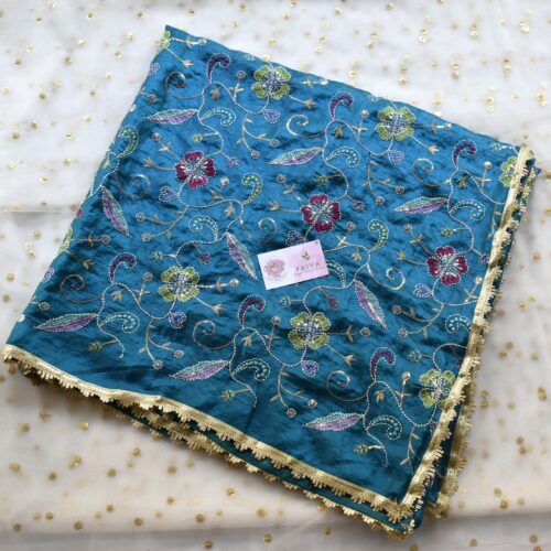 MULTI THREAD VINTAGE  BLUE DUPATTA